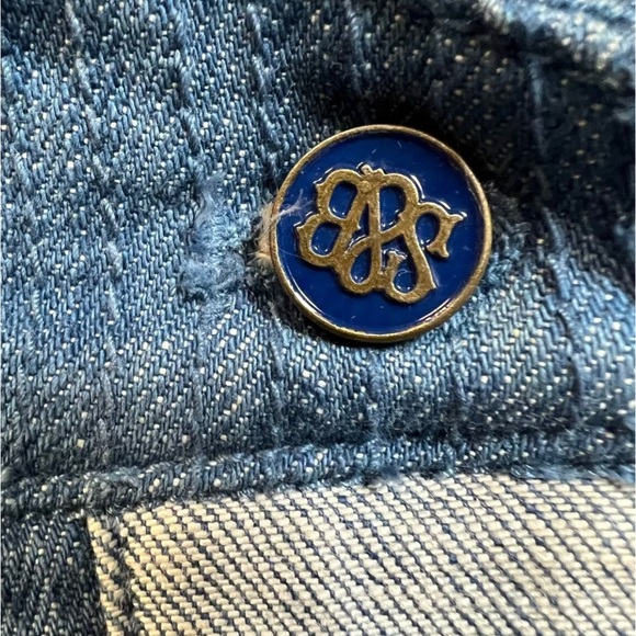 Sass & Bide denim overall mini skirt with Suspender Dress Contrast Denim SZ 28/S - Picture 7 of 10